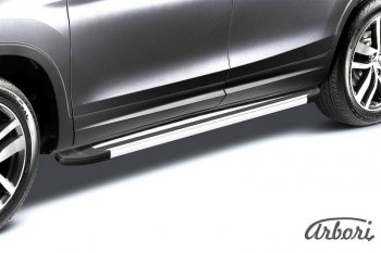 11 519 р. Порожки для ног Arbori Luxe Silver  Chevrolet Niva  2123 (2009-2020), Лада 2123 (Нива Шевроле) (2009-2021)  с доставкой в г. Калуга. Увеличить фотографию 1