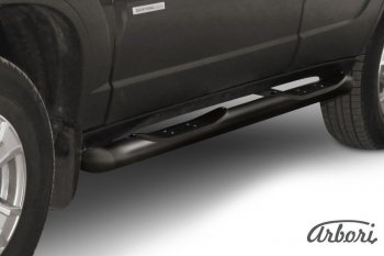 9 989 р. Защита штатных порогов Arbori (с проступью, черная, d76 mm). Chevrolet Niva 2123 рестайлинг (2009-2020)  с доставкой в г. Калуга. Увеличить фотографию 1