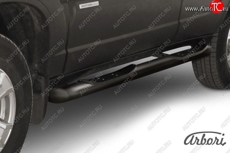9 989 р. Защита штатных порогов Arbori (с проступью, черная, d76 mm). Chevrolet Niva 2123 рестайлинг (2009-2020)  с доставкой в г. Калуга