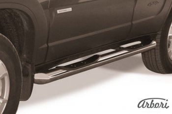 Защита штатных порогов Arbori (с проступью, нержавейка, d76 mm). Chevrolet Niva 2123 рестайлинг (2009-2020)