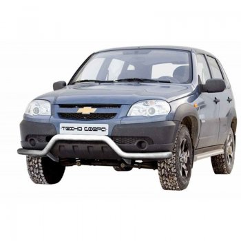Защита переднего бампера ТехноСфера (Техно Сфера) Волна (нержавейка, d63.5 mm) Chevrolet (Шевролет) Niva (Нива)  2123 (2009-2020), Лада (ваз) 2123 (Нива Шевроле) (niva) (2009-2021)