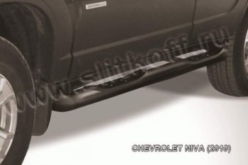 9 749 р. Защита порогов Slitkoff  Chevrolet Niva  2123 (2009-2020), Лада 2123 (Нива Шевроле) (2009-2021) (Цвет: серебристый)  с доставкой в г. Калуга. Увеличить фотографию 1