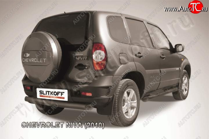 4 999 р. Защита задняя Slitkoff Slitkoff (d76, черная)  Chevrolet Niva  2123 (2009-2020), Лада 2123 (Нива Шевроле) (2009-2021) (Цвет: серебристый)  с доставкой в г. Калуга