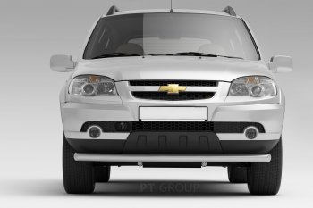 3 899 р. Защита переднего бампера Petroil Tuning (Ø63 мм)  Chevrolet Niva  2123 (2009-2020), Лада 2123 (Нива Шевроле) (2009-2021) (Сталь полимерным покрытием в цвет: серебристый❞Искра❝)  с доставкой в г. Калуга. Увеличить фотографию 1