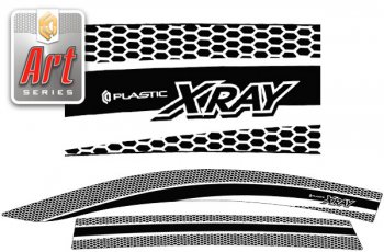 2 349 р. Дефлектора окон CA-Plastic  Лада XRAY - XRAY Cross (Серия Art черная, Без хром.молдинга)  с доставкой в г. Калуга. Увеличить фотографию 1