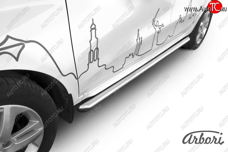 12 899 р. Защита штатных порогов Arbori (нержавейка, d57 mm).  Лада XRAY (2016-2022)  с доставкой в г. Калуга