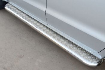 23 749 р. Порожки для ног (труба Ø63) Russtal  Volkswagen Amarok (2009-2016) (лист - алюминий, профиль - сталь)  с доставкой в г. Калуга. Увеличить фотографию 1
