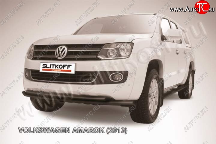 11 599 р. Защита переднего бампер Slitkoff  Volkswagen Amarok (2009-2016) (Цвет: серебристый)  с доставкой в г. Калуга