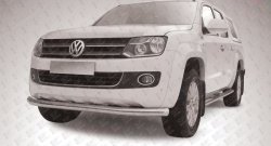 13 699 р. Одинарная защита переднего бампера диаметром 76 мм Slitkoff  Volkswagen Amarok (2009-2016) (Цвет: нержавеющая полированная сталь)  с доставкой в г. Калуга. Увеличить фотографию 1