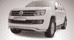 12 549 р. Фигурная защита переднего бампера диаметром 57 мм Slitkoff  Volkswagen Amarok (2009-2016) (Цвет: нержавеющая полированная сталь)  с доставкой в г. Калуга. Увеличить фотографию 1