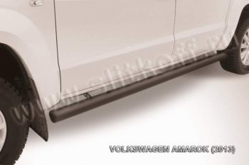 10 549 р. Защита порогов Slitkoff  Volkswagen Amarok (2009-2016) (Цвет: серебристый)  с доставкой в г. Калуга. Увеличить фотографию 1