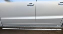 22 749 р. Защита порогов с круглыми вставками для ног из овальной трубы диаметром 75x42 мм Russtal  Volkswagen Amarok (2009-2016)  с доставкой в г. Калуга. Увеличить фотографию 2