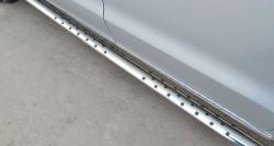 Защита порогов с круглыми вставками для ног из овальной трубы диаметром 75x42 мм Russtal Volkswagen Amarok дорестайлинг (2009-2016)