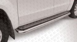 17 949 р. Широкая защита порогов Slitkoff  Volkswagen Amarok (2009-2016) (Серебристый лист)  с доставкой в г. Калуга. Увеличить фотографию 1