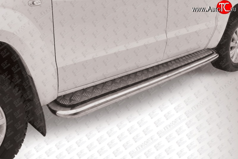 17 949 р. Широкая защита порогов Slitkoff  Volkswagen Amarok (2009-2016) (Серебристый лист)  с доставкой в г. Калуга