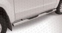 Защита порогов из трубы d76 мм с пластиковыми вставками для ног Slitkoff Volkswagen Amarok дорестайлинг (2009-2016)