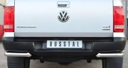 18 899 р. Защита заднего бампера (Ø63 и 42 мм, нержавейка) Russtal  Volkswagen Amarok (2009-2016)  с доставкой в г. Калуга. Увеличить фотографию 2
