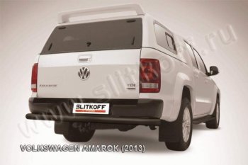 11 199 р. Защита задняя Slitkoff  Volkswagen Amarok (2009-2016) (Цвет: серебристый)  с доставкой в г. Калуга. Увеличить фотографию 1