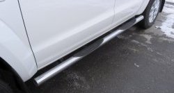Защита порогов с пластиковыми вставками для ног из круглой трубы диаметром 76 мм Slitkoff Volkswagen Amarok рестайлинг (2016-2022)