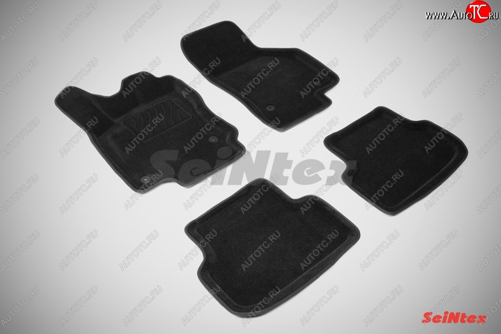 4 999 р. Износостойкие коврики в салон SeiNtex Premium 3D 4 шт. (ворсовые, черные)  Volkswagen Golf  7 (2012-2017)  с доставкой в г. Калуга
