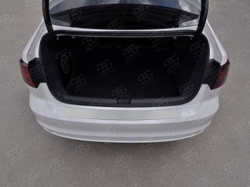 1 359 р. Защитная накладка заднего бампера Russtal  Volkswagen Jetta  A6 (2015-2018) (Нержавейка полированная)  с доставкой в г. Калуга. Увеличить фотографию 1
