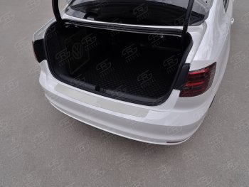 1 359 р. Защитная накладка заднего бампера Russtal  Volkswagen Jetta  A6 (2015-2018) (Нержавейка шлифованная)  с доставкой в г. Калуга. Увеличить фотографию 1