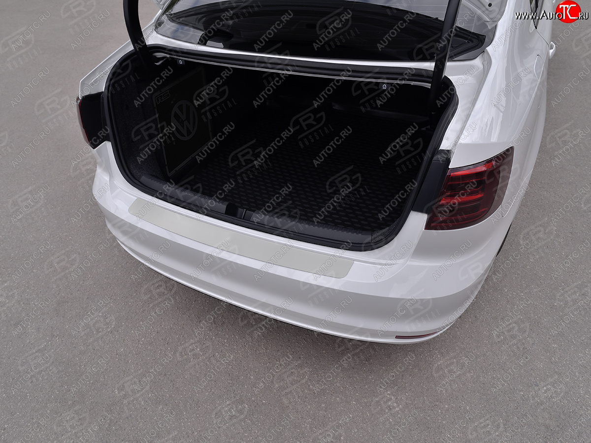 1 359 р. Защитная накладка заднего бампера Russtal  Volkswagen Jetta  A6 (2015-2018) (Нержавейка шлифованная)  с доставкой в г. Калуга