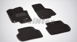 Износостойкие коврики в салон SeiNtex Premium 3D 4 шт. (ворсовые, черные) Volkswagen Jetta A6 седан дорестайлинг (2011-2015)