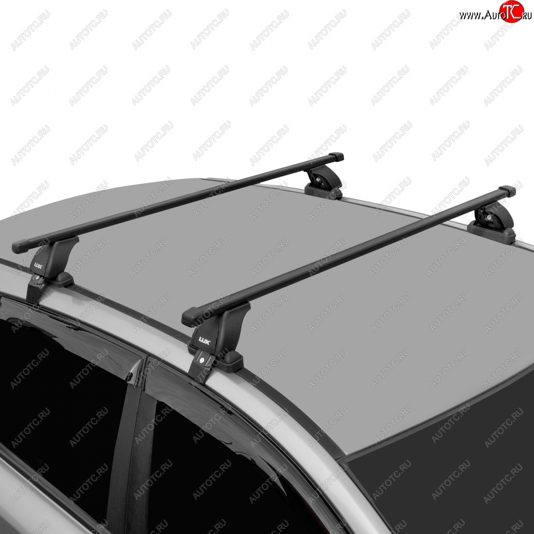 7 297 р. Багажник на крышу без рейлингов в сборе LUX  Volkswagen Passat  B6 (2005-2011) (поперечины прямоугольные 1.2 (цвет черный))  с доставкой в г. Калуга