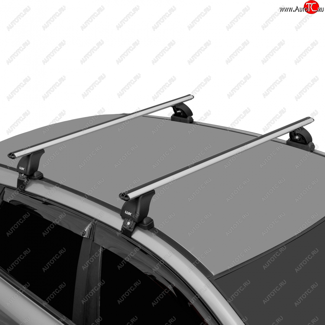 8 497 р. Багажник на крышу без рейлингов в сборе LUX  Volkswagen Passat  B6 (2005-2011) (аэро-классик 1.2 (цвет серый))  с доставкой в г. Калуга