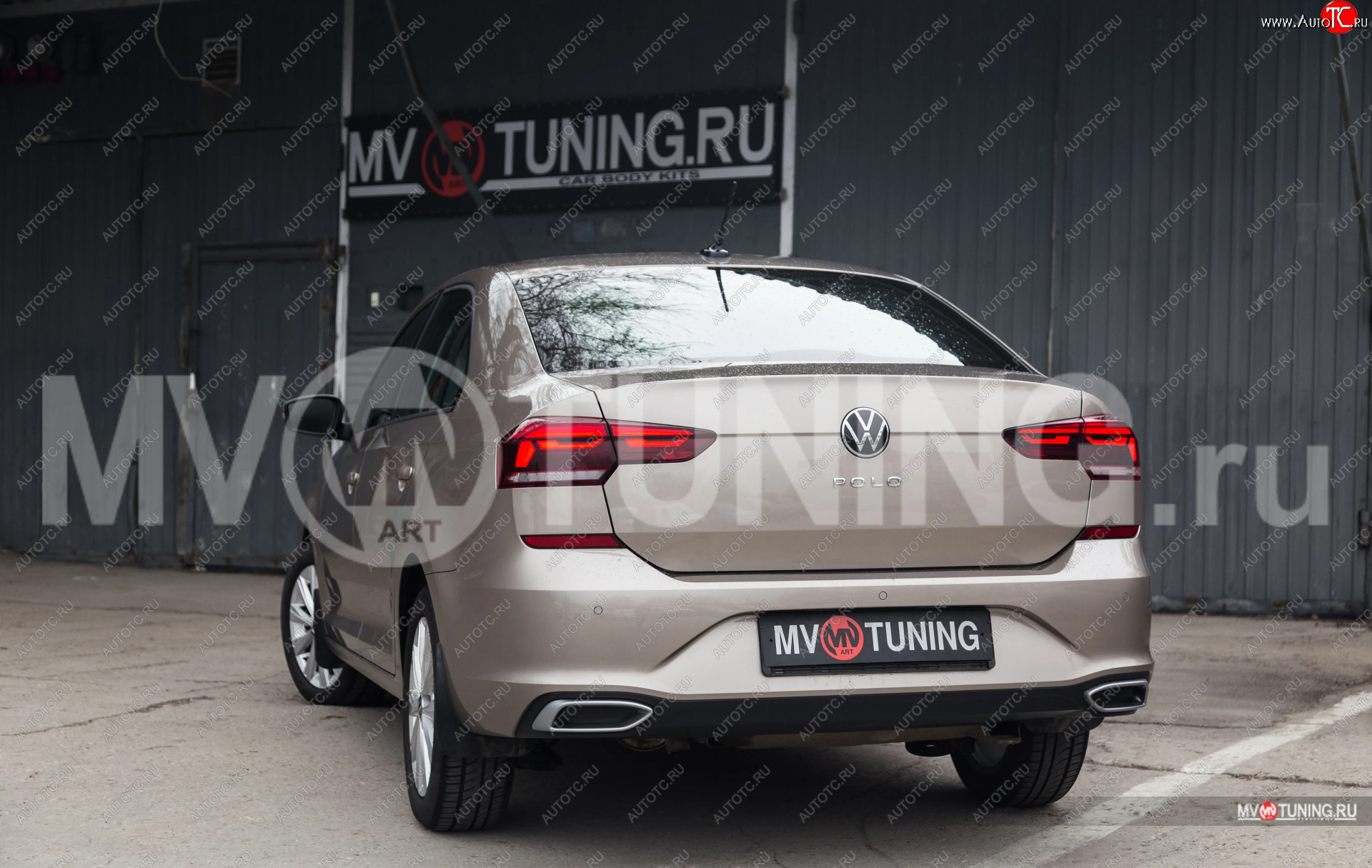 4 999 р. Имитация насадок глушителя MV-Tuning  Volkswagen Polo  Mk6 (2020-2022) лифтбек (SILVER (серебро))  с доставкой в г. Калуга