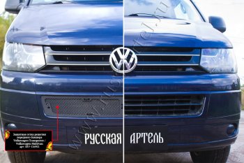Защитная сетка решетки переднего бампера (шагрень) RА Volkswagen Transporter T5 рестайлинг (2009-2015)