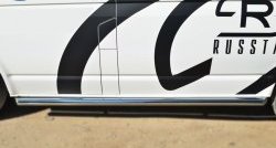10 849 р. Левая защита порогов из круглой трубы диаметром 63 мм Russtal  Volkswagen Transporter  T6 (2015-2019) (Защита порогов с со скосами на торцах (вариант 1))  с доставкой в г. Калуга. Увеличить фотографию 2