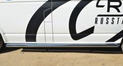 10 849 р. Левая защита порогов из круглой трубы диаметром 63 мм Russtal  Volkswagen Transporter  T6 (2015-2019) (Защита порогов с со скосами на торцах (вариант 1))  с доставкой в г. Калуга. Увеличить фотографию 6