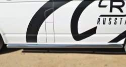 10 849 р. Левая защита порогов из круглой трубы диаметром 63 мм Russtal  Volkswagen Transporter  T6 (2015-2019) (Защита порогов с со скосами на торцах (вариант 1))  с доставкой в г. Калуга. Увеличить фотографию 10