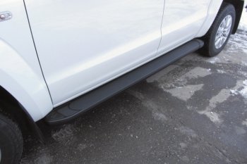 17 599 р. Алюминиевые пороги для ног Slitkoff (Optima)  Volkswagen Teramont  CA1 (2016-2020) (Чёрные)  с доставкой в г. Калуга. Увеличить фотографию 2