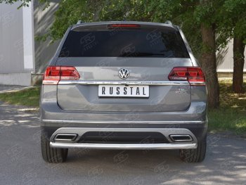 11 999 р. Защита заднего бампера (Ø63 мм, нержавейка) Russtal  Volkswagen Teramont  CA1 (2016-2020)  с доставкой в г. Калуга. Увеличить фотографию 1