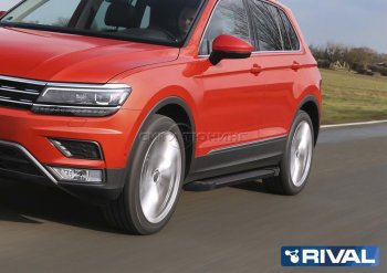 9 499 р. Порожки для ног Rival Volkswagen Tiguan Mk2 дорестайлинг (2016-2020) (Чёрные)  с доставкой в г. Калуга. Увеличить фотографию 4