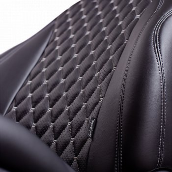 12 599 р. Чехлы для сидений Lord Autofashion Байрон (экокожа, спинка и сиденье 60/40, со столом, 3 Г-образных подголовника)  Volkswagen Tiguan  Mk2 (2016-2022) (Черный, вставка черная, строчка серая)  с доставкой в г. Калуга. Увеличить фотографию 5
