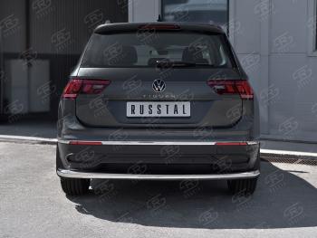 13 999 р. Защита заднего бампера (Ø63 мм, нержавейка, NOT R-LINE) Russtal  Volkswagen Tiguan  Mk2 (2020-2022)  с доставкой в г. Калуга. Увеличить фотографию 2