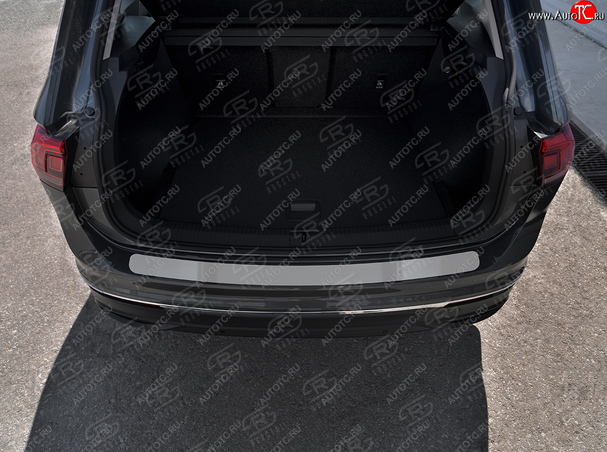 1 649 р. Защитная накладка заднего бампера Russtal  Volkswagen Tiguan  Mk2 (2020-2022) (поверхность шлифованная)  с доставкой в г. Калуга