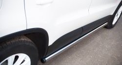 14 849 р. Защита порогов из круглой трубы диаметром 63 мм (Track & Field) Russtal  Volkswagen Tiguan  NF (2011-2017) (Защита порогов с со скосами на торцах (вариант 1))  с доставкой в г. Калуга. Увеличить фотографию 5