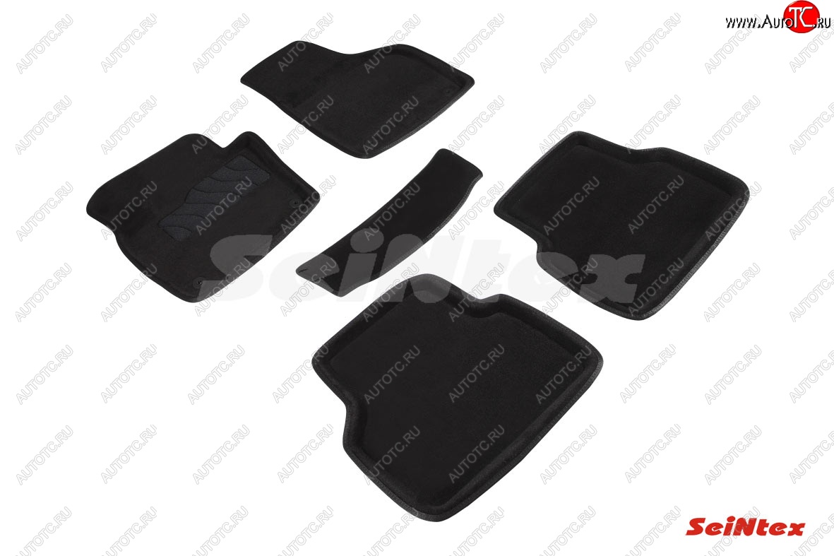 5 249 р. Комплект ворсовых ковриков в салон Seintex (3D)  Volkswagen Tiguan  NF (2011-2017) (Черный)  с доставкой в г. Калуга