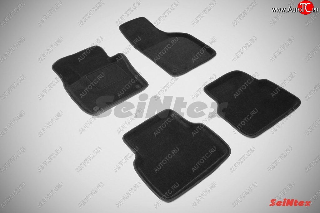 5 249 р. Износостойкие коврики в салон SeiNtex Premium 3D 4 шт. (ворсовые, черные)  Volkswagen Tiguan  NF (2006-2017)  с доставкой в г. Калуга