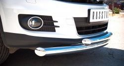 18 599 р. Защита переднего бампера (2 трубыØ76 и 63 мм, нержавейка, Sport & Style) Russtal Volkswagen Tiguan NF рестайлинг (2011-2017)  с доставкой в г. Калуга. Увеличить фотографию 2