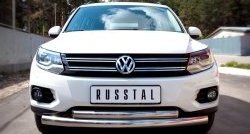 16 999 р. Защита переднего бампера (2 трубыØ76 и 63 мм, нержавейка, Track & Field) Russtal  Volkswagen Tiguan  NF (2011-2017)  с доставкой в г. Калуга. Увеличить фотографию 1
