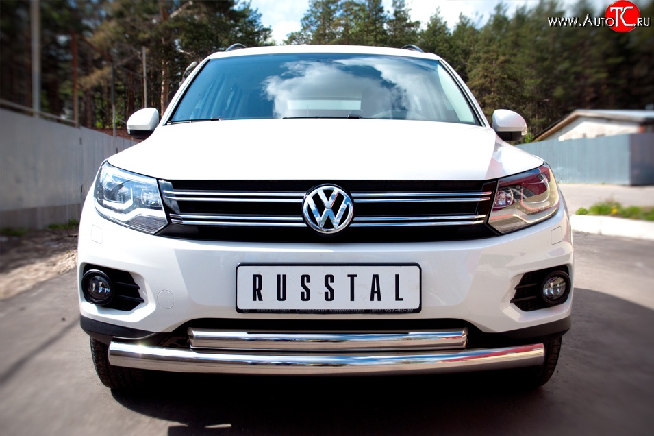 16 999 р. Защита переднего бампера (2 трубыØ76 и 63 мм, нержавейка, Track & Field) Russtal  Volkswagen Tiguan  NF (2011-2017)  с доставкой в г. Калуга
