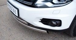 19 999 р. Защита переднего бампера (2 трубыØ75х42 мм, нержавейка) Russtal Volkswagen Tiguan NF рестайлинг (2011-2017)  с доставкой в г. Калуга. Увеличить фотографию 1