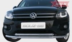 18 584 р. Защита переднего бампера двойная Souz-96 (d60/60) Volkswagen Tiguan NF рестайлинг (2011-2017)  с доставкой в г. Калуга. Увеличить фотографию 1