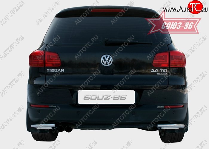 12 779 р. Защита заднего бампера из боковых уголков Souz-96 (d42) Volkswagen Tiguan NF рестайлинг (2011-2017)  с доставкой в г. Калуга